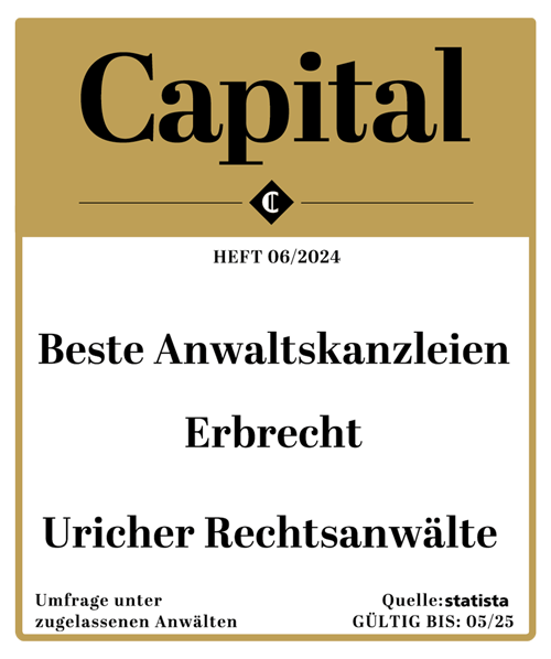 Beste Anwaltskanzlei im Erbrecht - Capital 